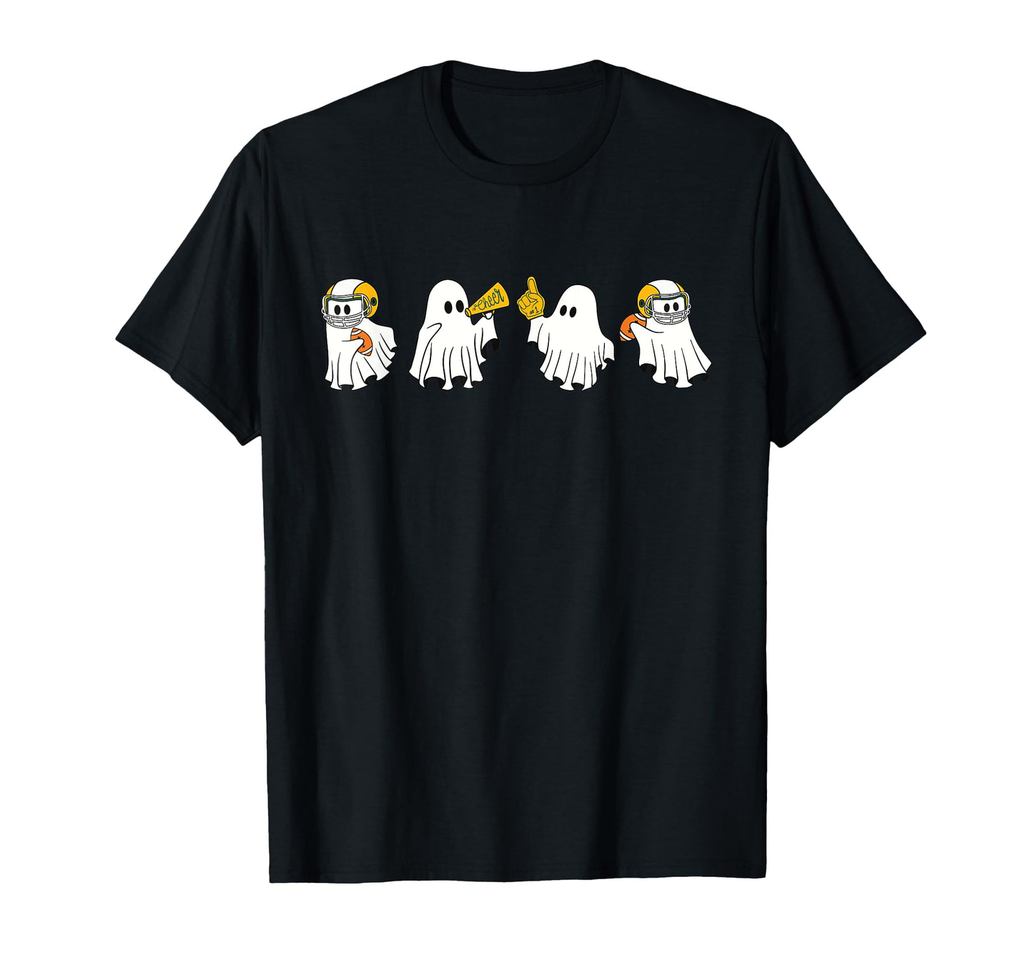 Football Ghost Sport Cheer Leader Spooky Season Halloween T-Shirt