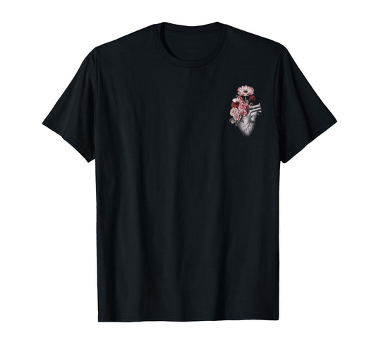 Vintage Anatomical Heart and Flowers T-Shirt