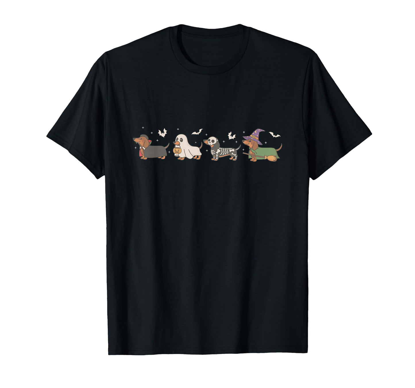 Witch Dachshund Halloween Ghost Wiener Dog Mom Dog Lover T-Shirt