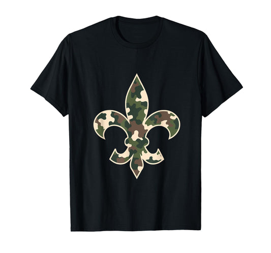 Camouflage Fleur De Lys Camo Mardi Gras Festive New Orleans T-Shirt