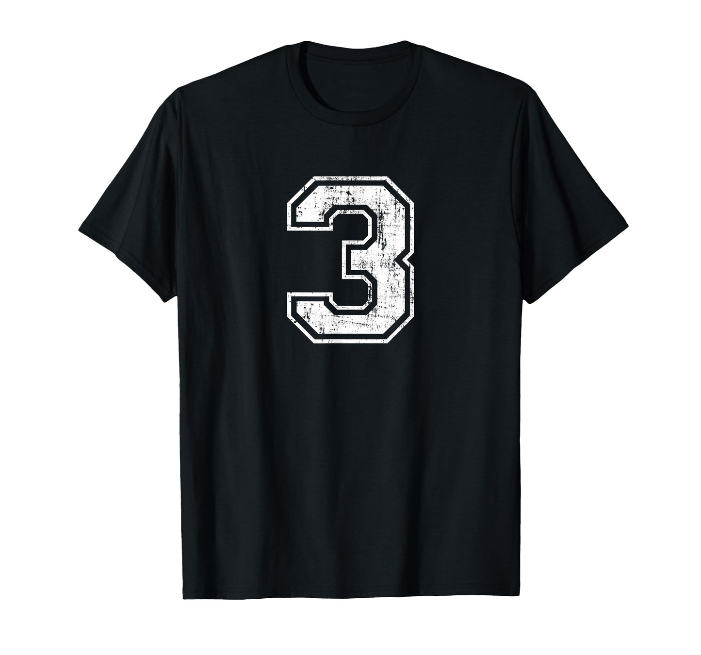 Number 3 Three Distressed Vintage Sports Training Practice T-Shirt
