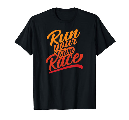 Trails of a Distance Runner Unisex-Adults Classic Fit Cotton Polyester Run your own Race Graphic T-Shirt Black Small