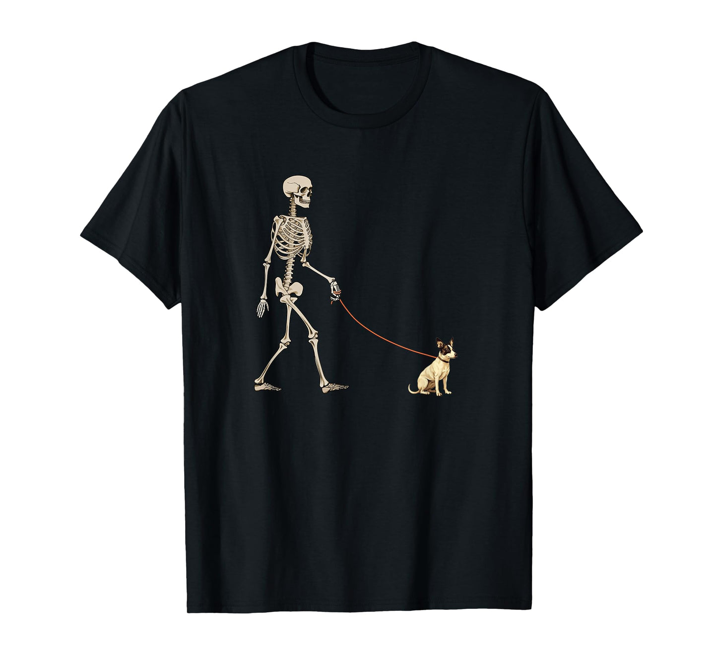 Funny Rat Terrier Skeleton Dog Walking Halloween Dog T-Shirt