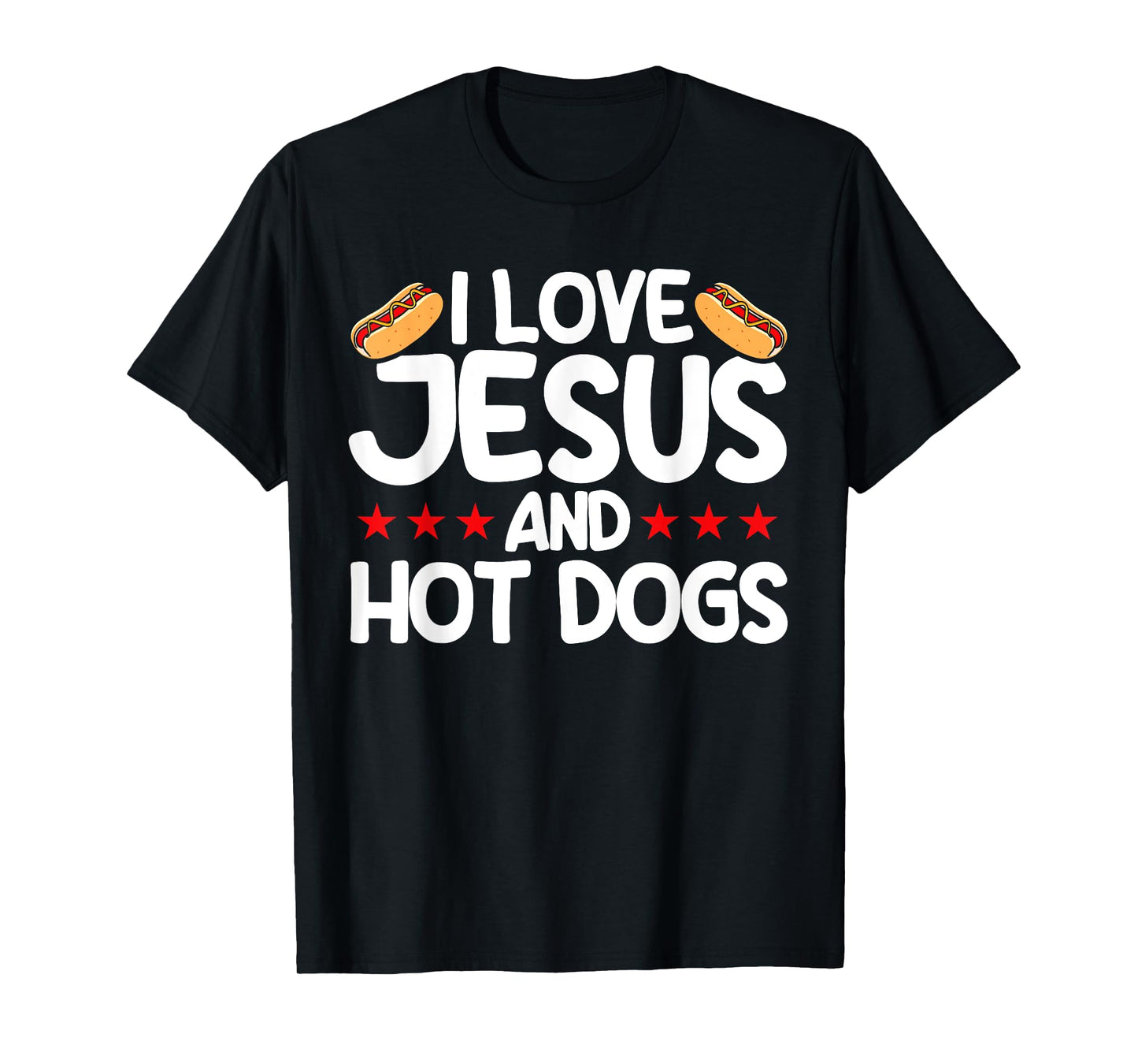 Hot Dog Adult I Love Jesus And Hot Dogs T-Shirt
