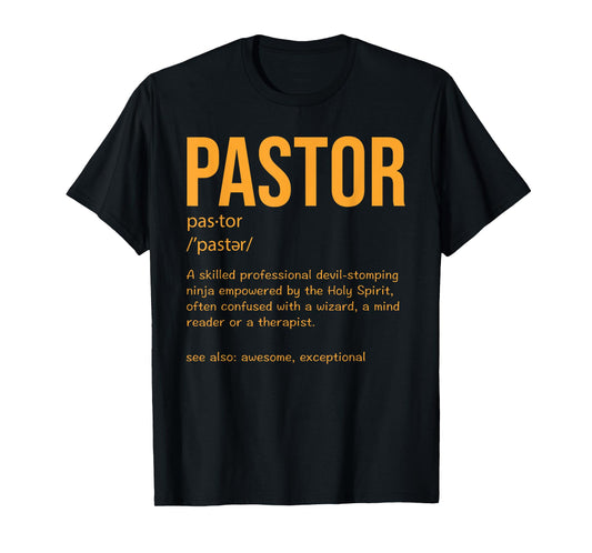 Funny Pastor Definition Gift Christian Preachers Men Women T-Shirt