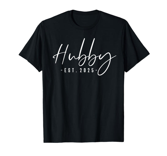 Hubby Est 2025 Just Married Honeymoon Husband Wedding Couple T-Shirt