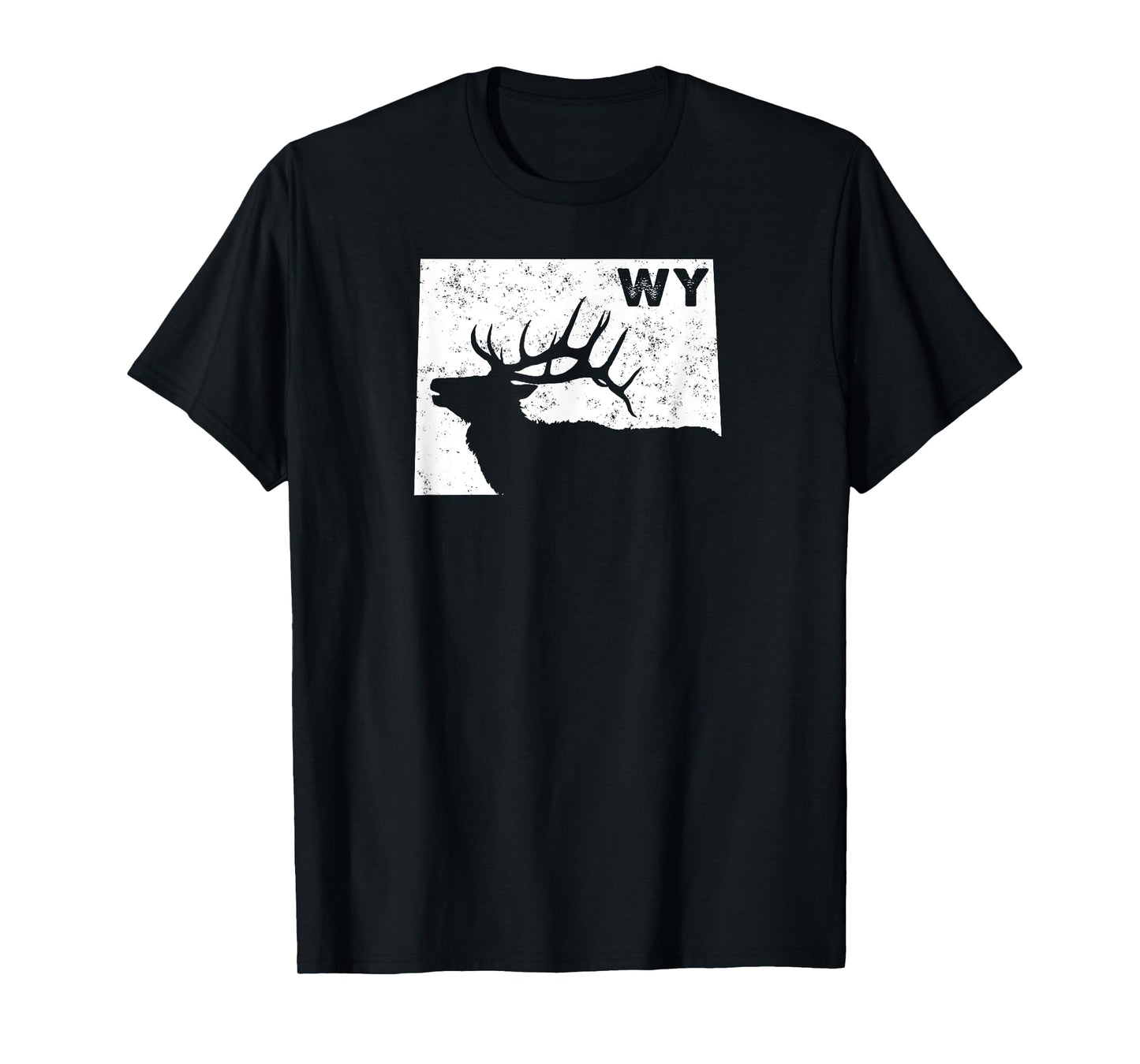 Wyoming Elk Hunting Shirt - Bull Elk WY State Shape T-Shirt