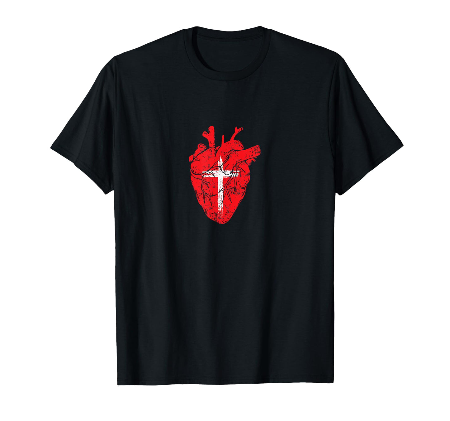Red Heart Cross Design for Christian Believers T-Shirt