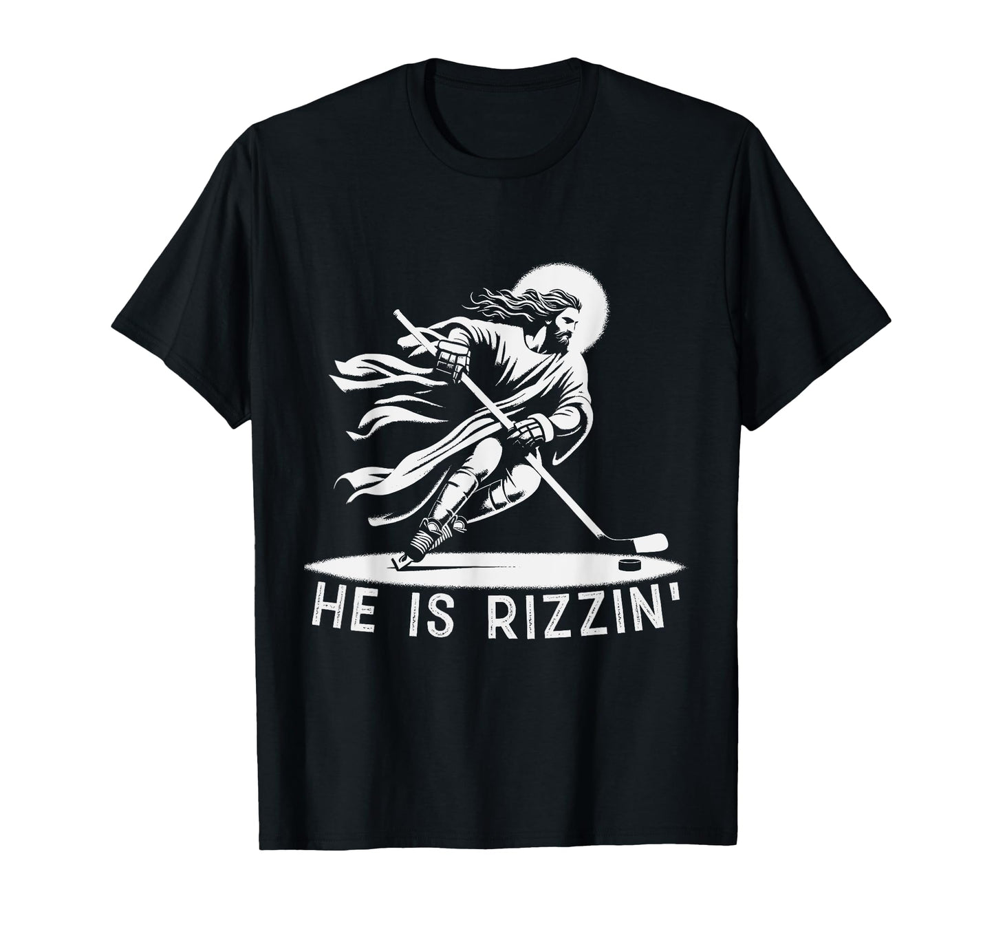 He Is Rizzin Jesus Meme Religious Christian Ice Hockey Lover T-Shirt