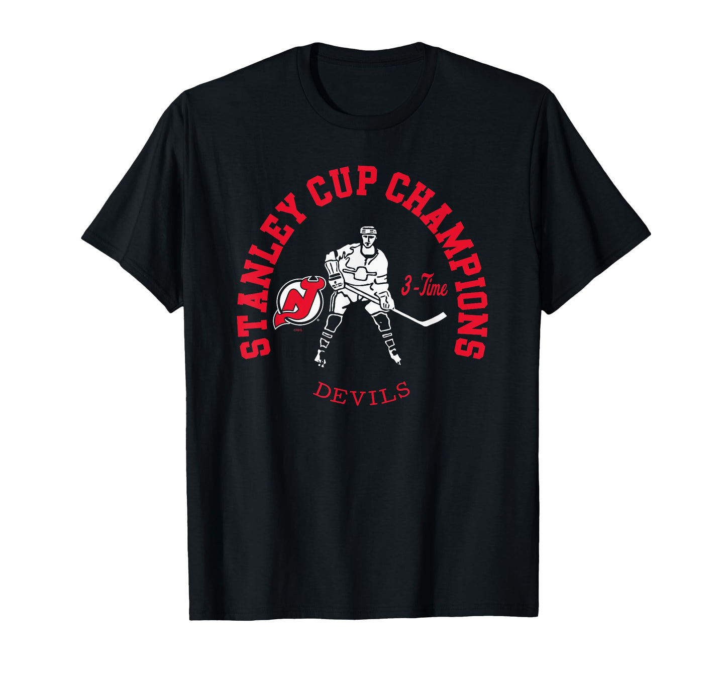 New Jersey Devils Stanley Cup Champions 3-Time Black T-Shirt