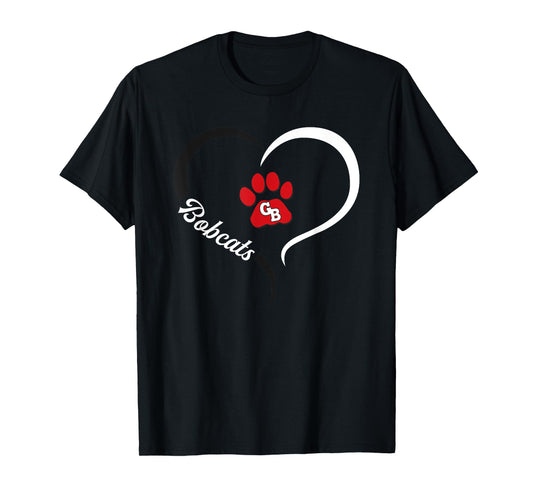 Grand Blanc Bobcats Logo Half Heart Slogan HS T-Shirt