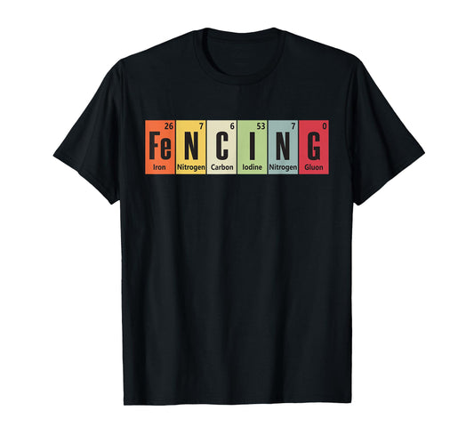 Funny Fencing Periodic Elements Vintage Fencing Science T-Shirt