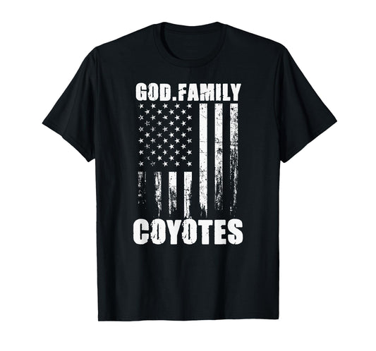 Anna Coyotes God. Family. Vintage USA Flag T-Shirt