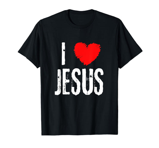 Vintage Grunge I Love JESUS typography, Christian T-Shirt