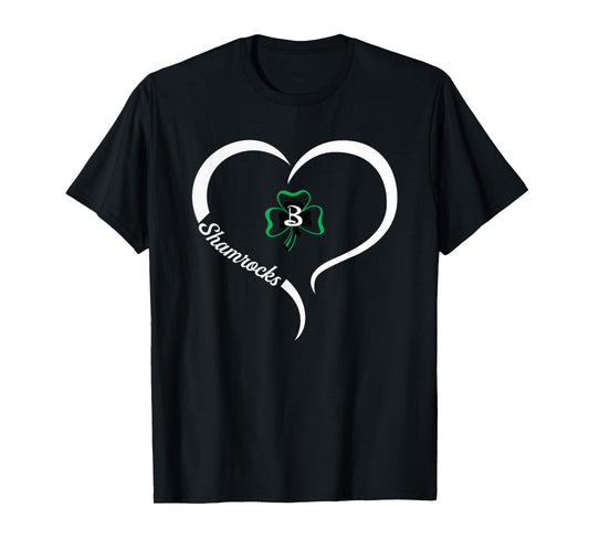 Berrien Springs Shamrocks Logo Half Heart Slogan HS T-Shirt
