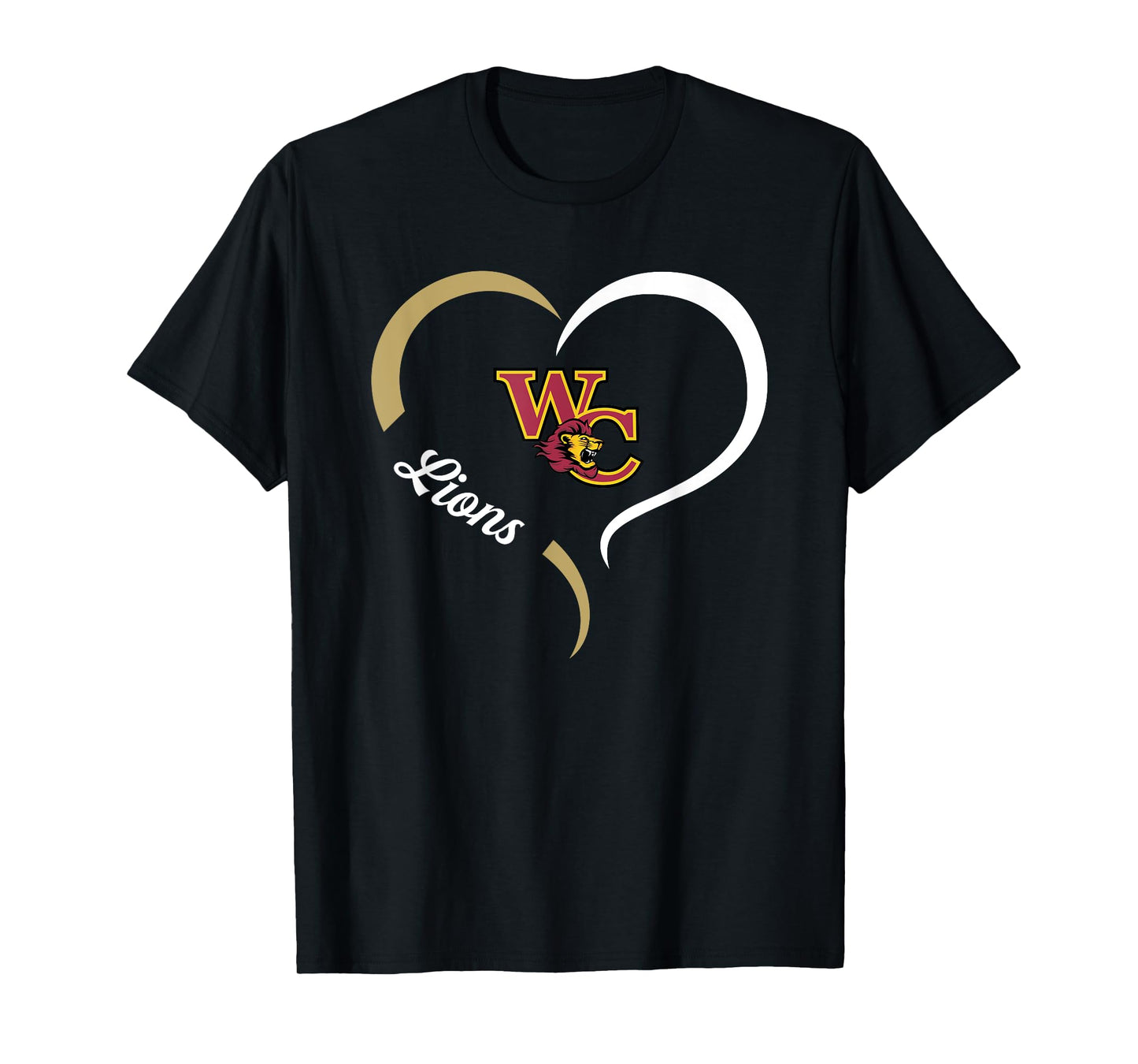 West Charlotte Lions Logo Half Heart Slogan HS T-Shirt
