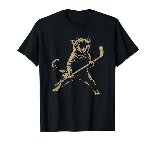 Cat playing ice hockey T-Shirt for Men Women