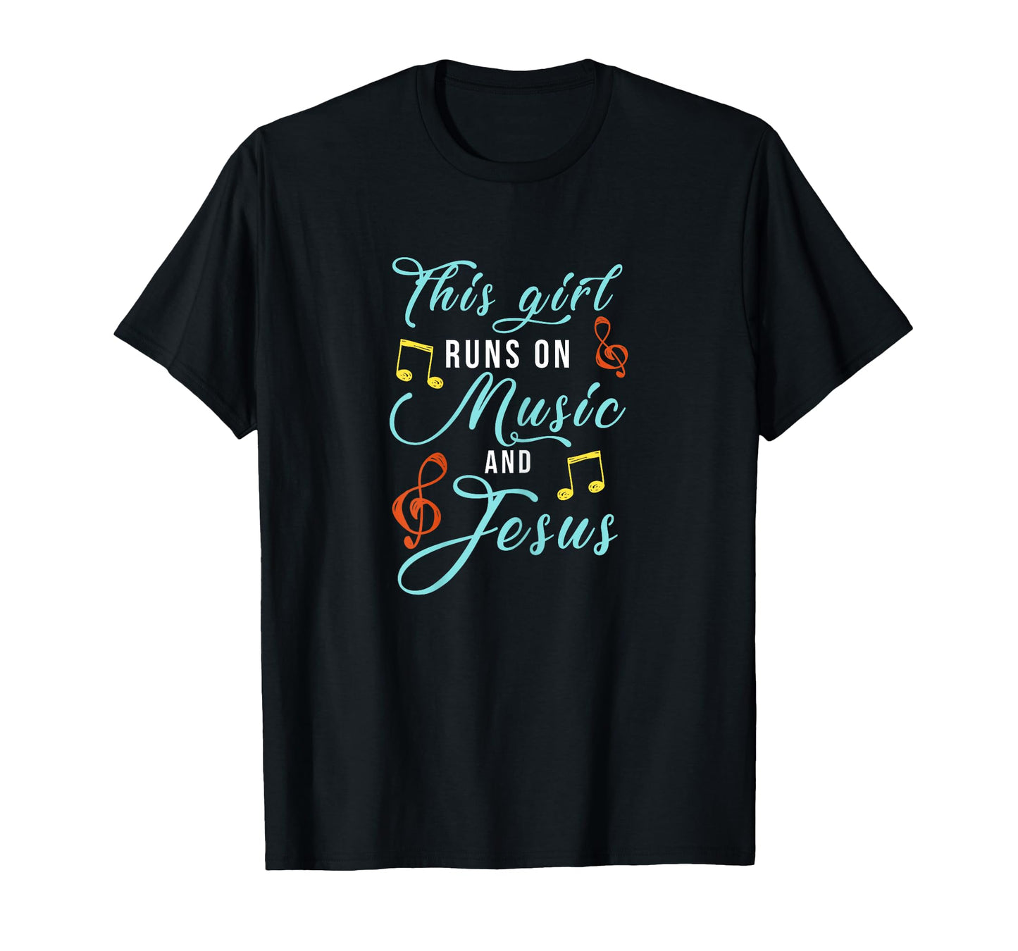 Jesus & Music Christian T-Shirt - Musical Theme Girl Design T-Shirt