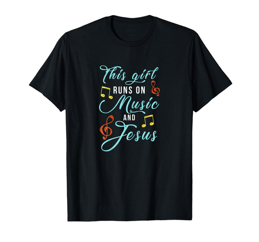 Jesus & Music Christian T-Shirt - Musical Theme Girl Design T-Shirt