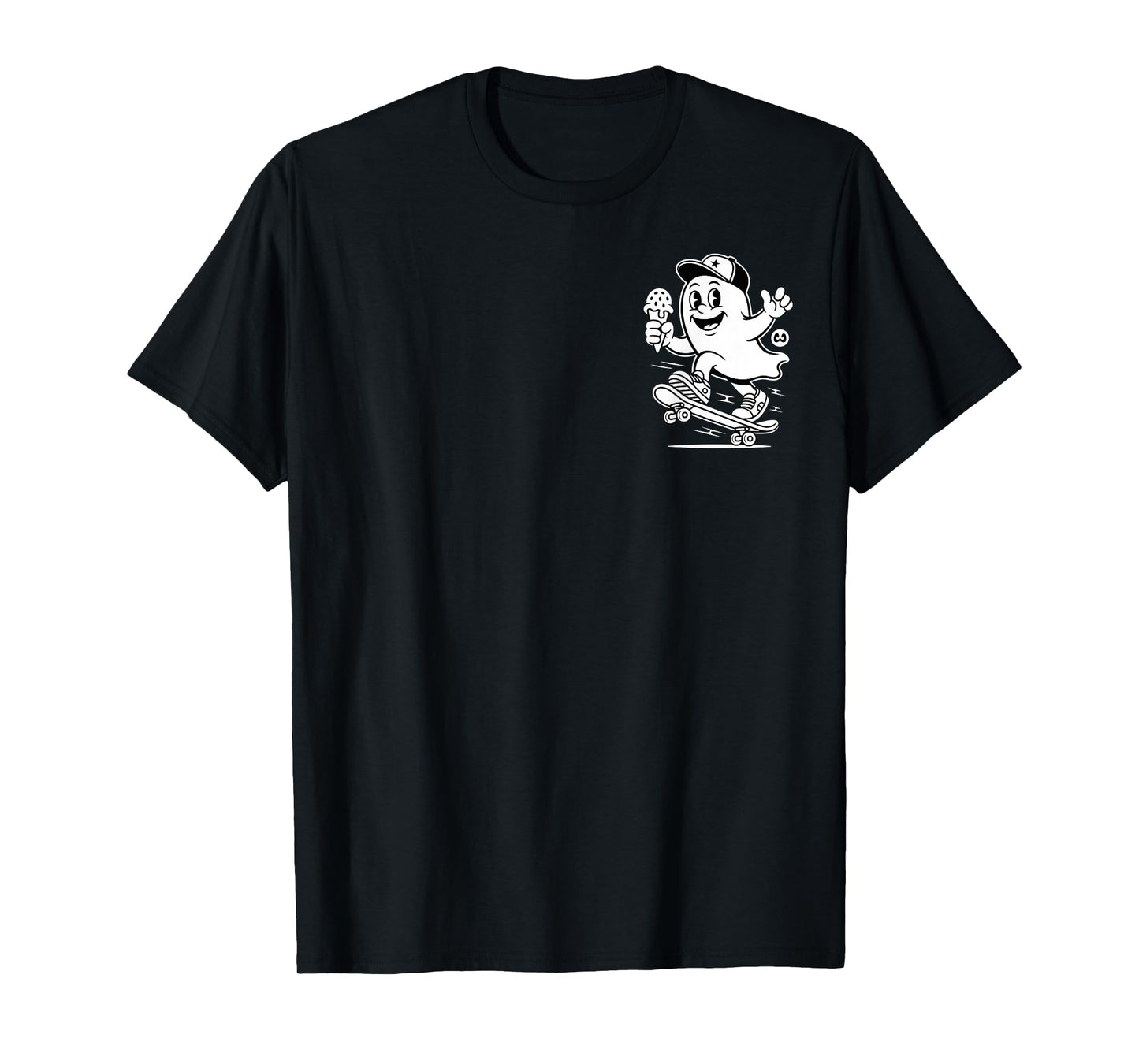 Funny Ghost On Skateboard Retro Halloween Costume Kids Boys T-Shirt