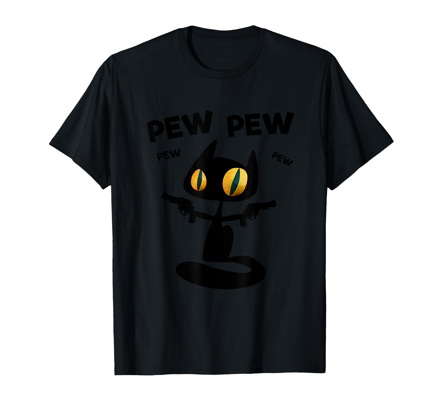 Cool Funny Pew Pew Halloween Black Cat Graphic Cool Designs T-Shirt for Men Women