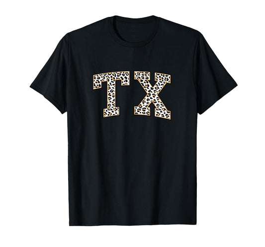 Texas Tshirt For Women | Stylish Leopard Print TX State T-Shirt