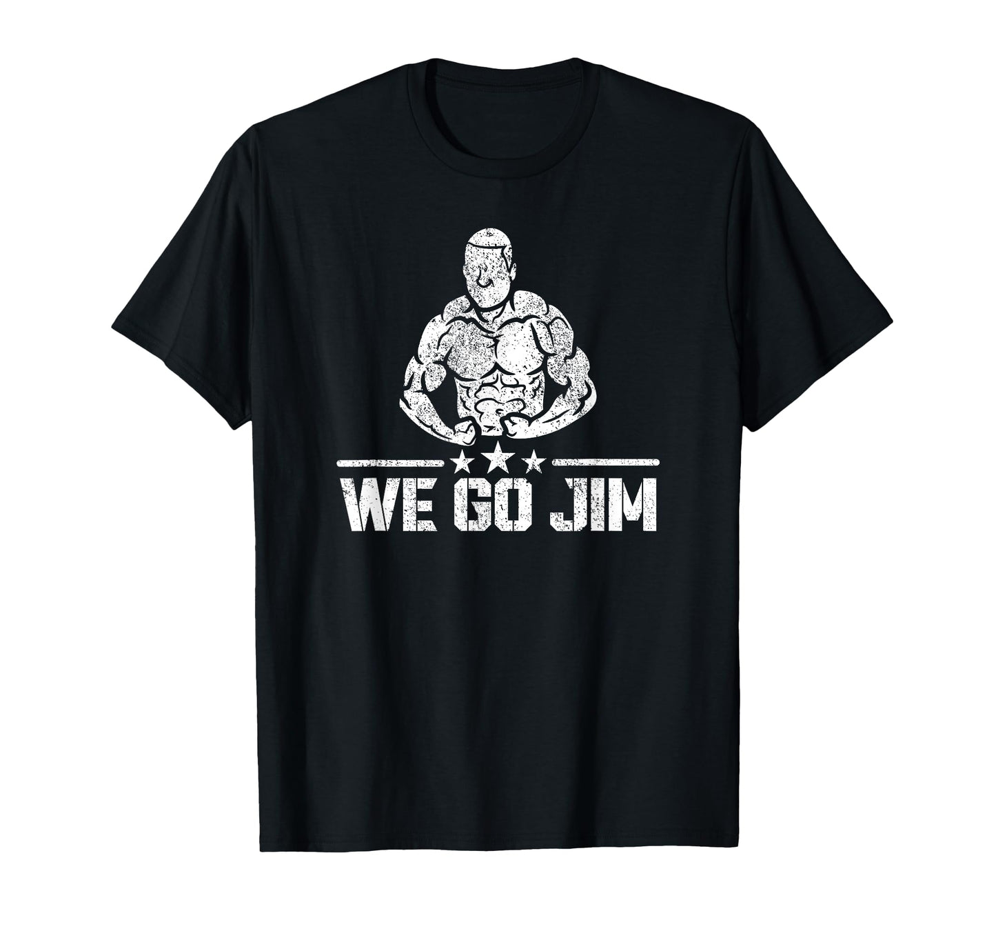 We Go Jim Workout Retro Flexing Gym T-Shirt