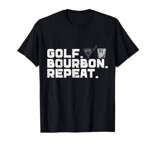 Golf Bourbon Repeat Golf & Bourbon Drinking Lover T-Shirt