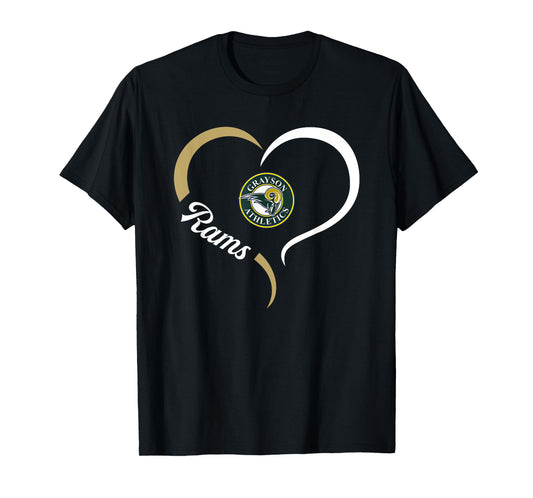 Grayson Rams Logo Half Heart Slogan HS T-Shirt