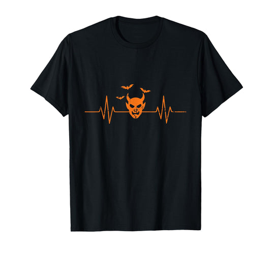 Devil Head Heartbeat Halloween T-Shirt