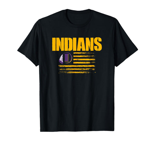 Indianola Indians Logo USA Flag Pride HS T-Shirt