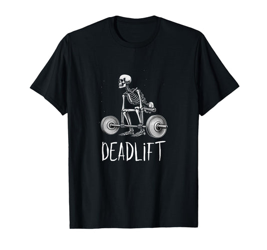 Deadlift Skeleton Workout Halloween Weight Lifting Fitness T-Shirt