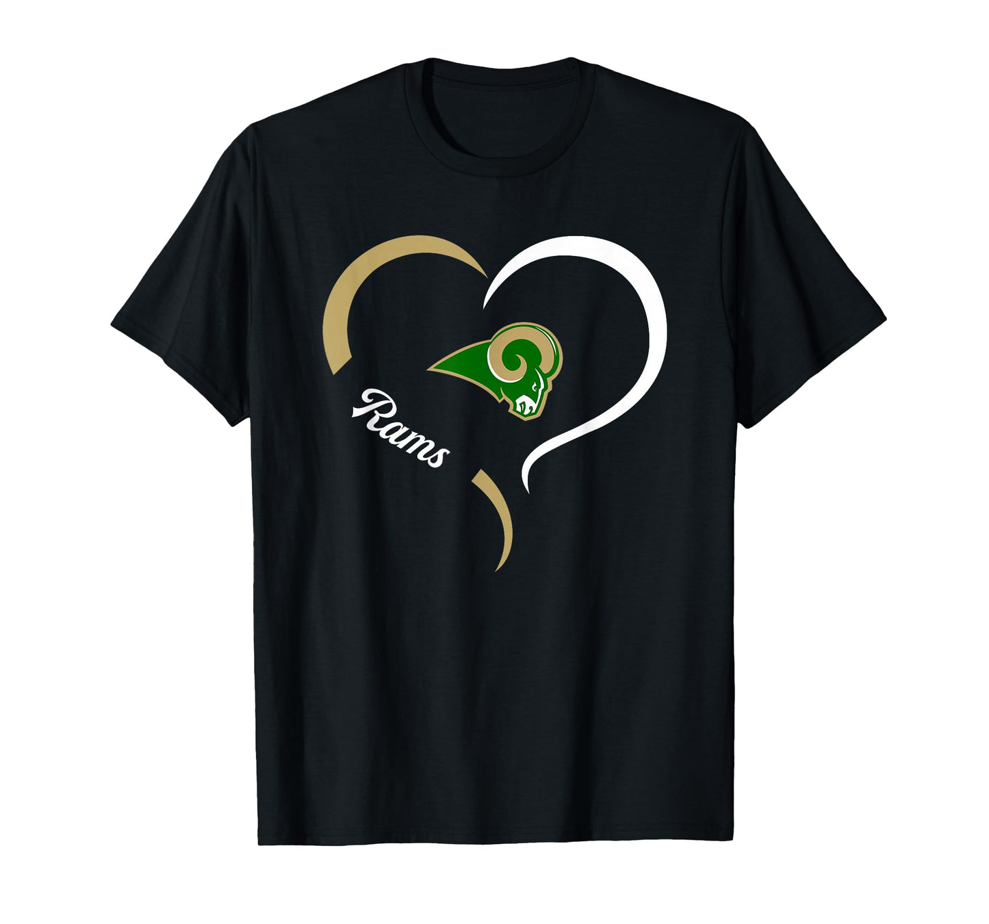 Acadiana Rams Logo Half Heart Slogan HS T-Shirt
