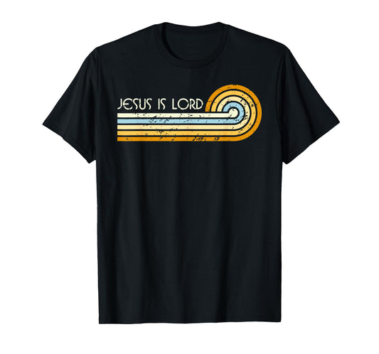 Retro Groovy 1970s 1980s Jesus is Lord Romans 10:9 T-Shirt