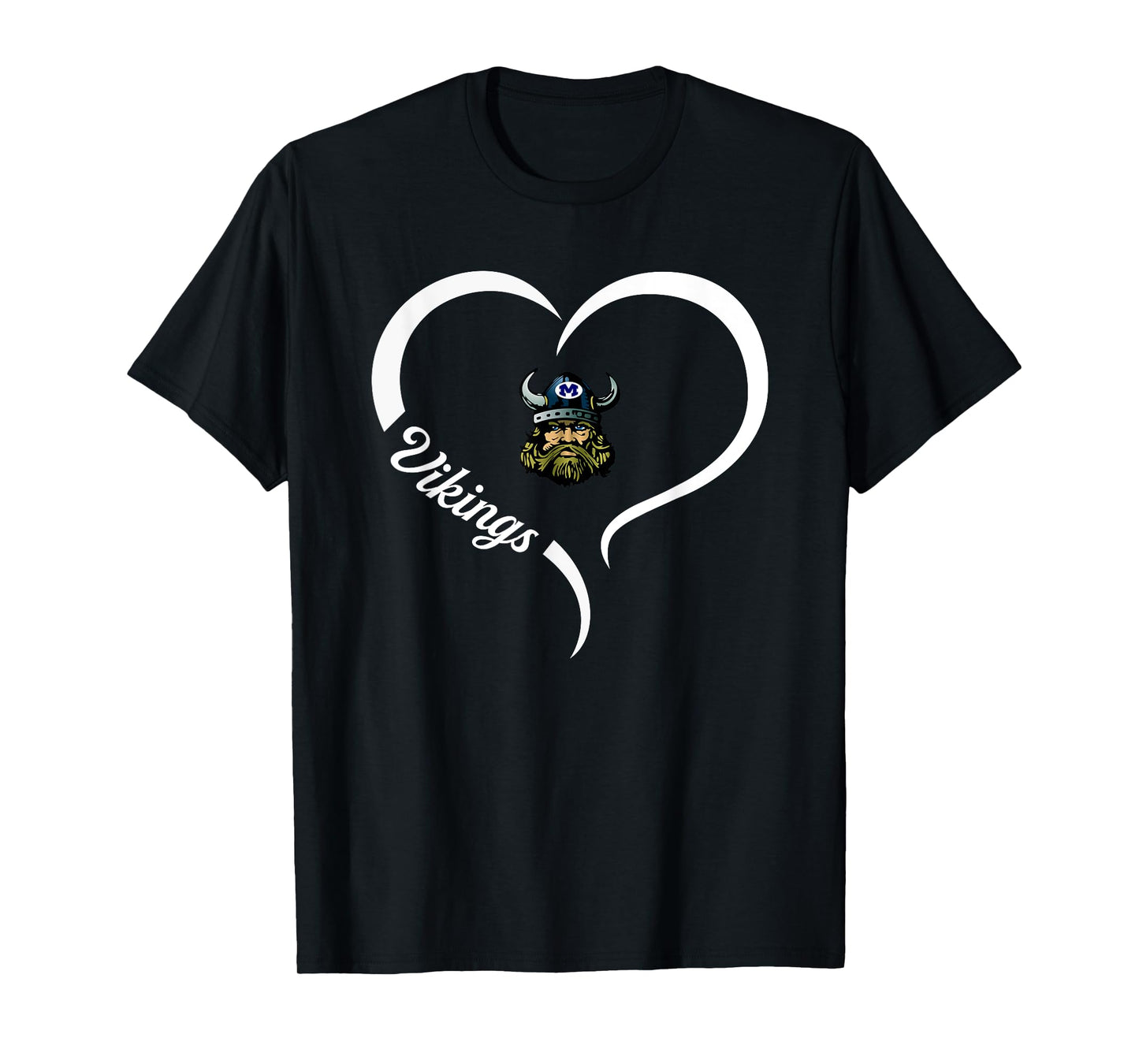 Miamisburg Vikings Logo Half Heart Slogan HS T-Shirt