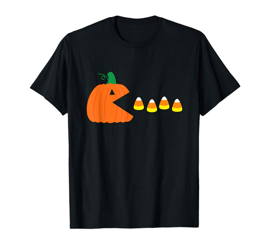 Funny Halloween Pumpkin Eating Candy Corn Halloween Gamer T-Shirt