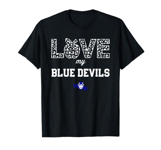 Walla Walla Blue Devils Logo Love My Team HS T-Shirt