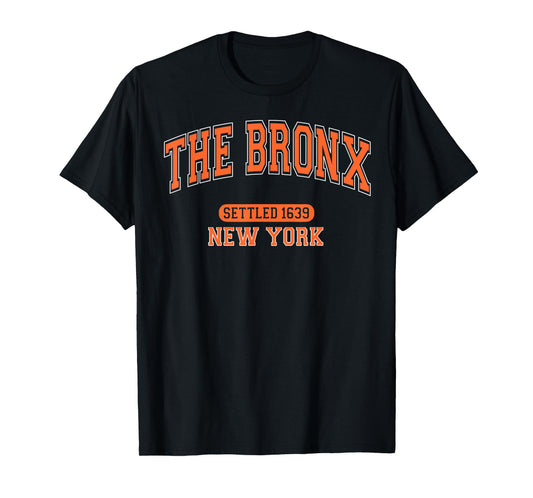 The Bronx New York Settled 1639 Vintage Sports Arched Orange T-Shirt