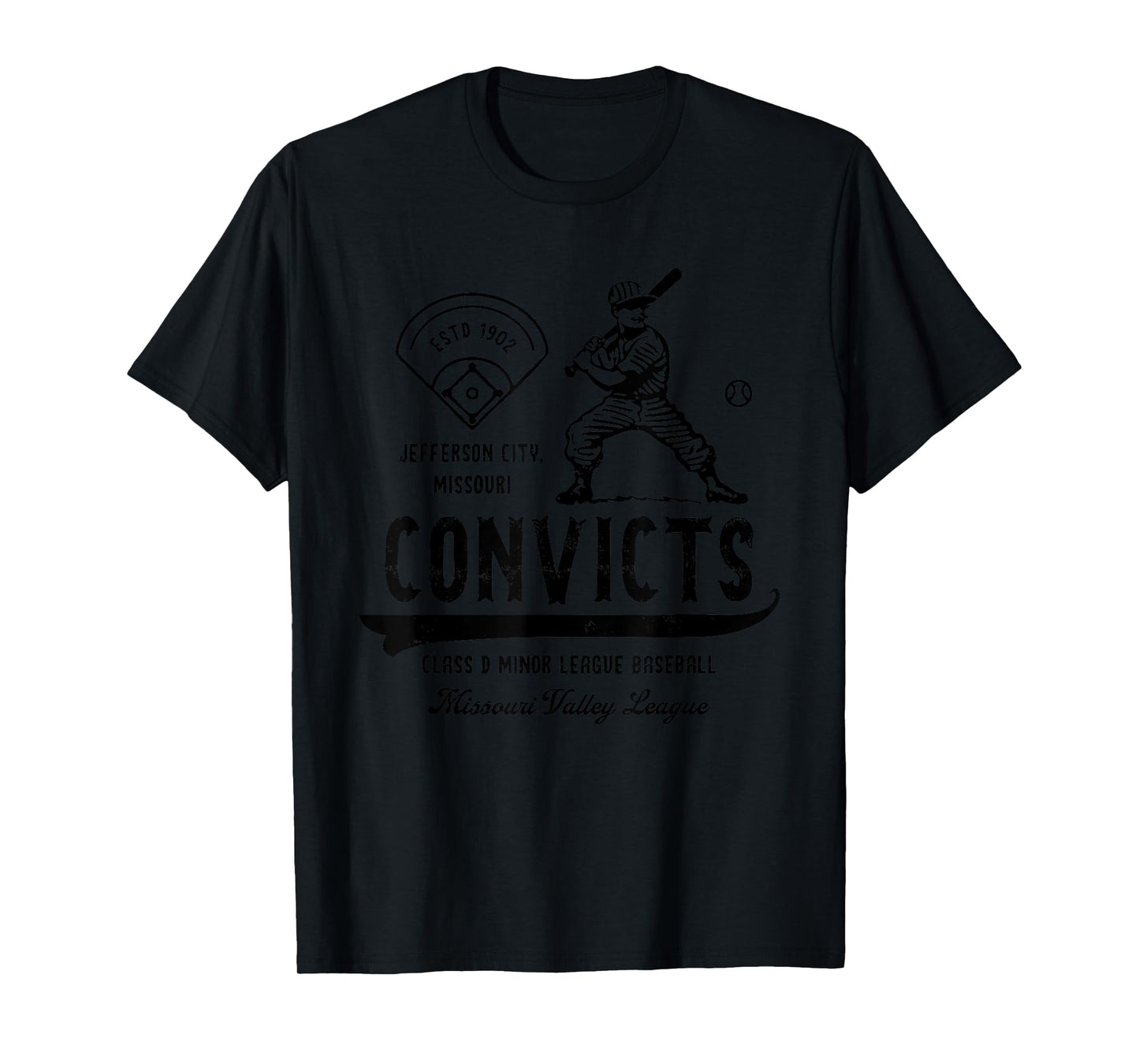 Jefferson City Convicts Missouri Vintage Defunct Baseball T-Shirt