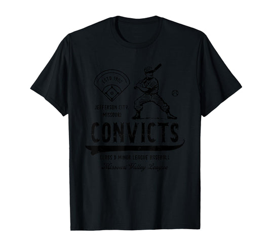 Jefferson City Convicts Missouri Vintage Defunct Baseball T-Shirt