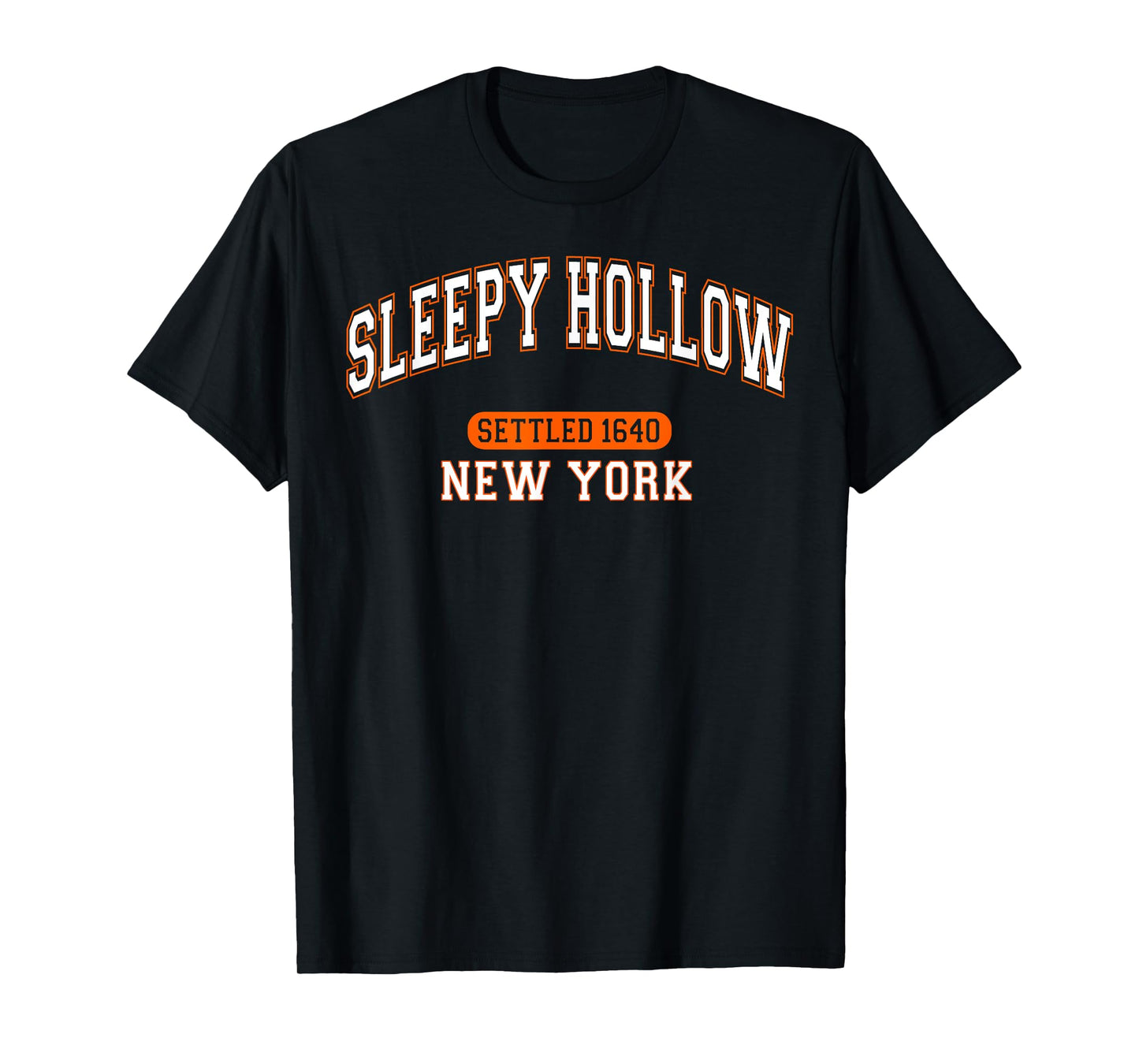 Sleepy Hollow New York Settled 1640 Sports White Orange T-Shirt