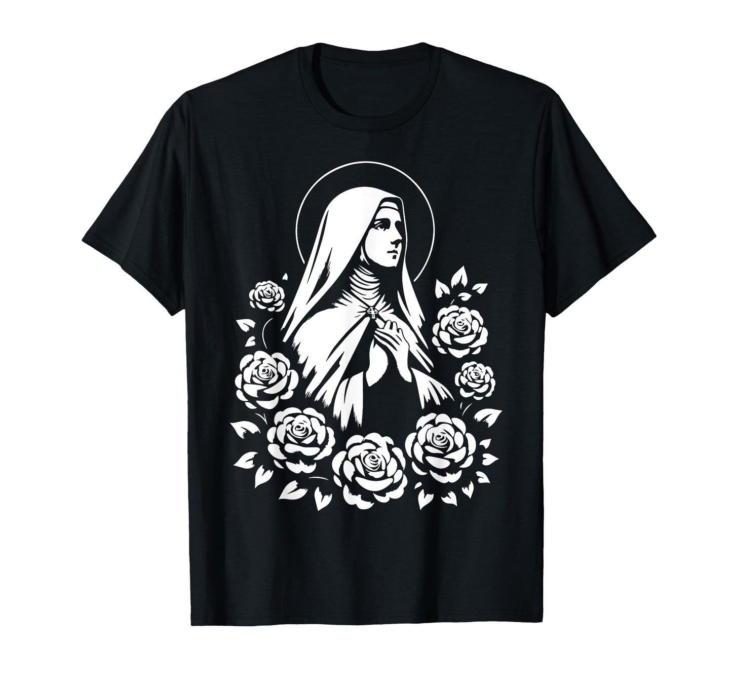 St Therese of Lisieux Little Flower Saint Roses Catholic Art T-Shirt