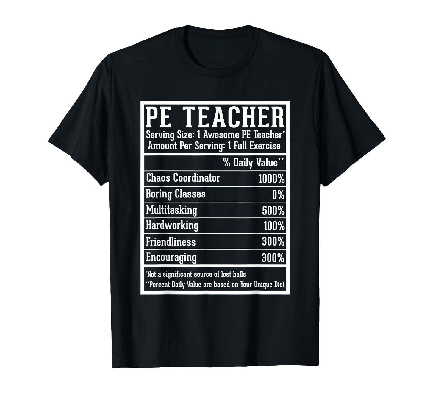 PE Teacher Appreciation Back to School First Day PE Teacher T-Shirt - Unisex-Adults, Black, Small