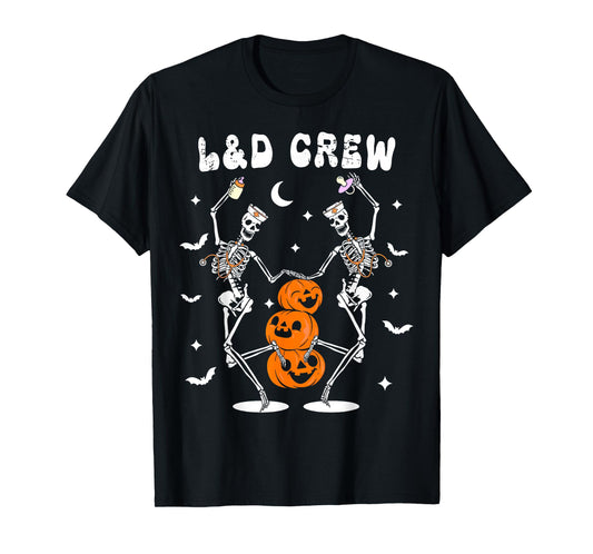 Labor And Delivery Crew Nurse Skeleton Dancing Halloween T-Shirt