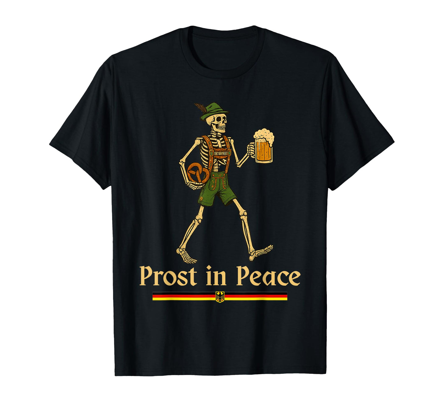 Prost in Peace Halloween Skeleton Beer Funny Oktoberfest T-Shirt