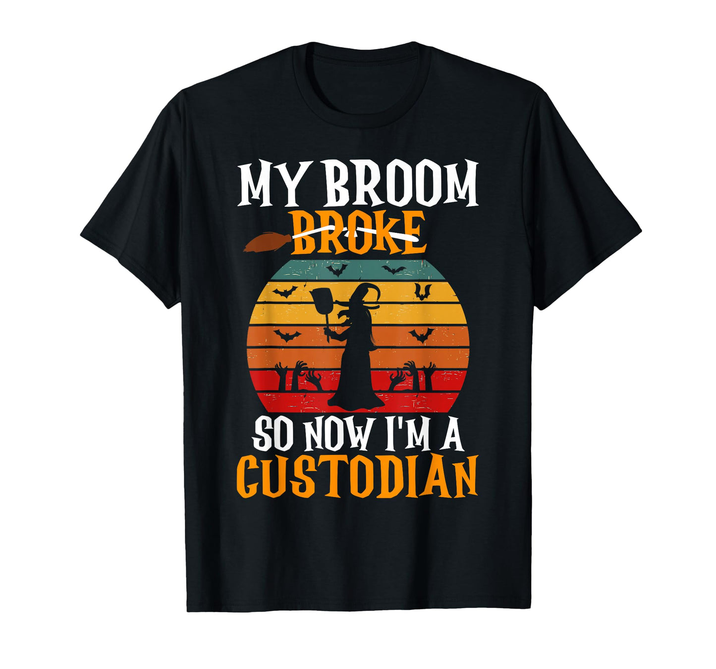 School Custodian Janitor Retro Vintage Sunset Halloween T-Shirt