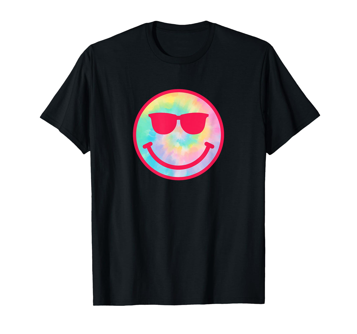 Smiling Emoticon Face Sunglasses Tie Dye Men Women T-Shirt