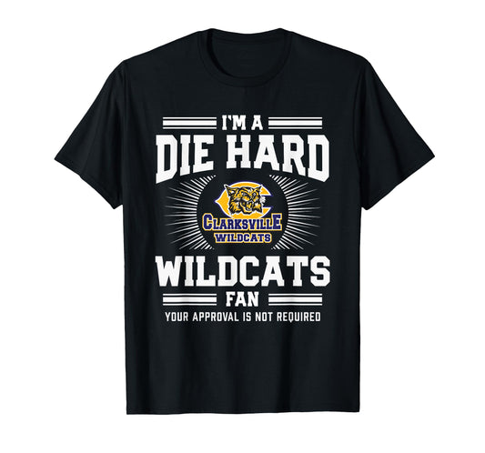 Clarksville Wildcats Logo Die Hard Fan HS T-Shirt