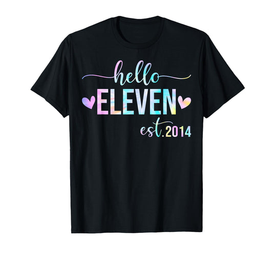Hello Eleven Est 2014 11 Years Old 11th Birthday Girls Boys T-Shirt