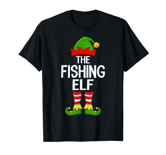 Fishing Elf Xmas Matching Family Elf Squad Christmas T-Shirt